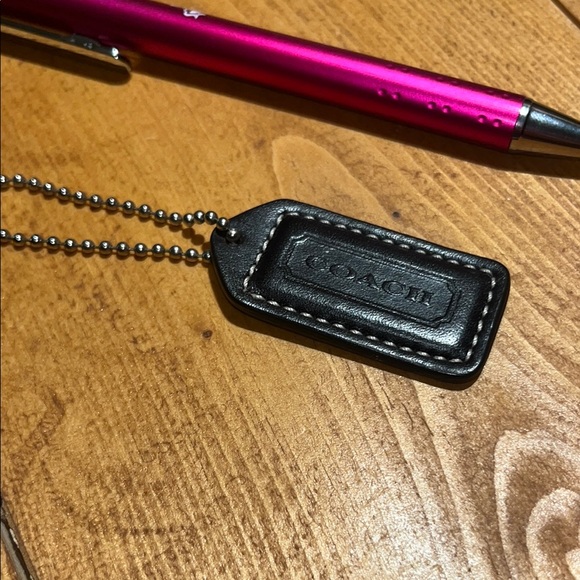Coach Black Leather Hang Bag Tag Keychain - Picture 2 of 2